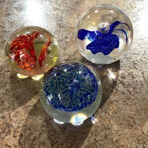 3 Blown Glass Paperweights
